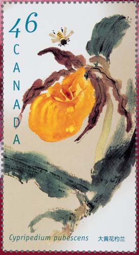 Great Yellow Lady's Slipper Orchid Stamp - 1998