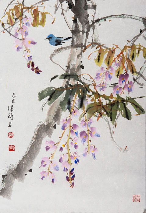 Wisteria and Blue Jay - 2009